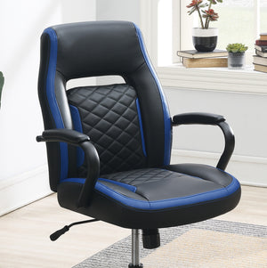 English Elm Blue Faux Leather Office Chair Ergonomic Plush Padding Lumbar Support Adjustable Height Casters B011P366762