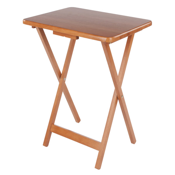 Winsome Wood Sophia 5-piece Snack Table Set With Drop Leaf Top - Teak Wood, Folding Trays & Easy Storage Stand Teak Solid ,Composite Wood 33720-winsome-wood