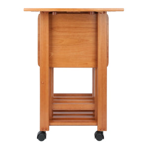 Winsome Wood Sophia 5-piece Snack Table Set With Drop Leaf Top - Teak Wood, Folding Trays & Easy Storage Stand Teak Solid ,Composite Wood 33720-winsome-wood