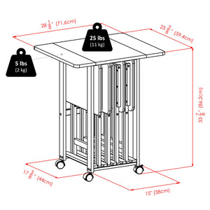 Winsome Wood Sophia 5-piece Snack Table Set With Drop Leaf Top - Teak Wood, Folding Trays & Easy Storage Stand Teak Solid ,Composite Wood 33720-winsome-wood