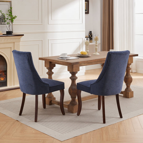 English Elm Rayon Elegant High Back Dining Chair Set with Plush Flocking Upholstery, Rebound Sponge Comfort Blue W1143P190235