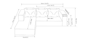 English Elm 104" Cloud Modular Sectional Plush Corduroy Deep Seating Sofa with Chaise Pockets W3975S00032