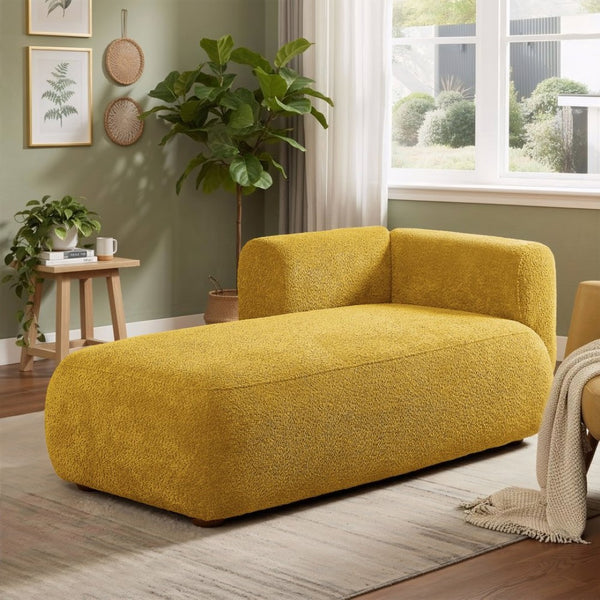 English Elm Upholstered Boucle Chaise Lounge with Foam Spring Comfort for Bedroom or Living Room W5515P437370