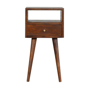 English Elm Solid Wood Mini Chestnut Nightstand With Nordic Legs - Stylish, Compact, Handcrafted Storage Solution B182P279309-GIGA