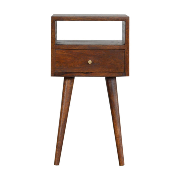 English Elm Solid Wood Mini Chestnut Nightstand With Nordic Legs - Stylish, Compact, Handcrafted Storage Solution B182P279309-GIGA