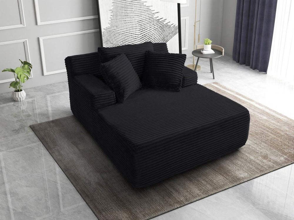 English Elm 66-inch Corduroy Sleeper Lounge Chair Oversized Foam Sofa Bed for Living Room Studio Black W5527P461213