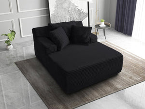 English Elm 66-inch Corduroy Sleeper Lounge Chair Oversized Foam Sofa Bed for Living Room Studio Black W5527P461213