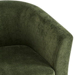 English Elm Halo Velvet Barrel Swivel Accent Chair with Bentwood Ring Base for Living Rooms Olive Green,Walnut N776P378583G