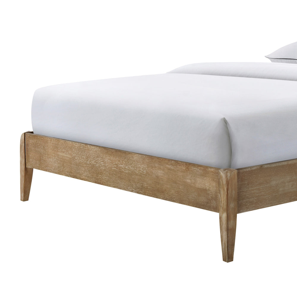 English Elm 1pc Modern Upholstered Queen Bed with Hickory Veneer, Touch LED Headboard, Plush Contemporary Design Beige 61 L x 30 W x 6.5 H B011S01863