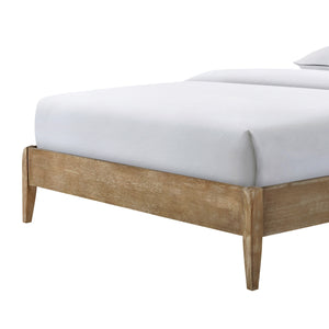 English Elm 1pc Modern Upholstered Queen Bed with Hickory Veneer, Touch LED Headboard, Plush Contemporary Design Beige 61 L x 30 W x 6.5 H B011S01863