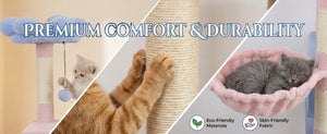 English Elm Flower Cat Tree Five Level Plush Climbing Tower with Condo Hammock and Sisal Posts W243P451163