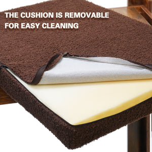 English Elm Pet Bunk Bed Vintage Double-Level Window Perch with Removable Steps, Cushion, Scratch Pad, Sturdy W1687P165899