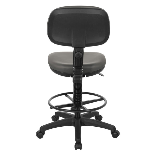 OSP Home Furnishings Sculptured Ergonomic Drafting Chair with Vinyl Upholstery for Studio and Lab Workspaces Dillon Steel DC517V-R112