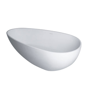 English Elm 59" Stone Resin Freestanding Soaking Tub Ergonomic Lumbar Arch Matte Spa Bath W1920P198938