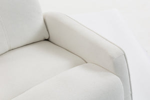English Elm Short Plush Swivel Recliner Armchair with 360 Degree Rotation for Living Room Cream White W547P437353