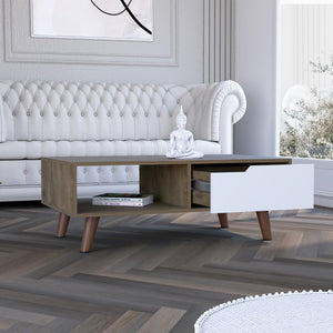 English Elm Oslo Engineered Wood Coffee Table 2.0 — Multicolor, Superior Top, Open Shelf & Drawer Storage, Stylish Legs B200P188811