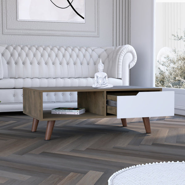 English Elm Oslo Engineered Wood Coffee Table 2.0 — Multicolor, Superior Top, Open Shelf & Drawer Storage, Stylish Legs B200P188811