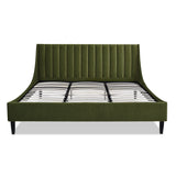 English Elm Aspen Vertical Tufted Headboard Platform Bed Set, King, Olive Green Performance Velvet