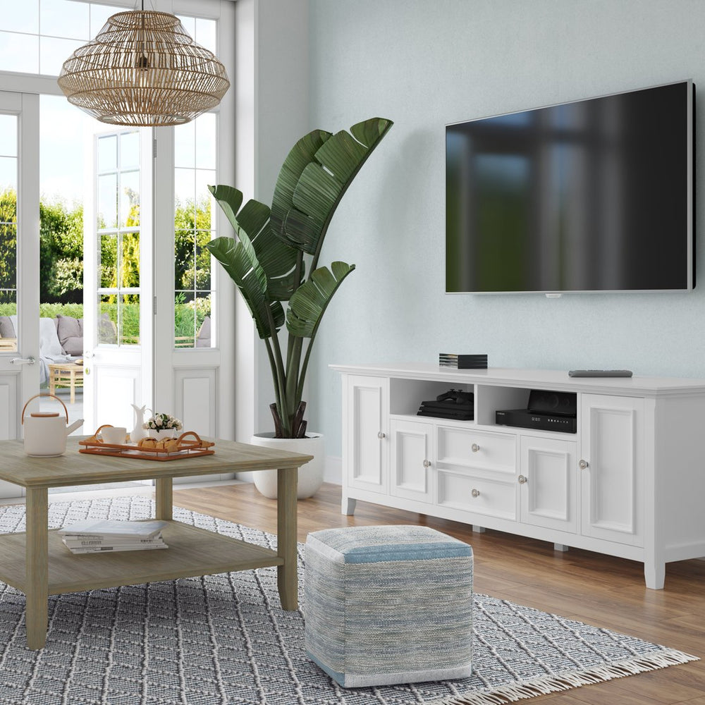 English Elm Ogden Ivory 6x9 Area Rug - Handwoven Wool Blend Diamond Pattern with Teal Accents & Fringe Pad Recommend B136P188390