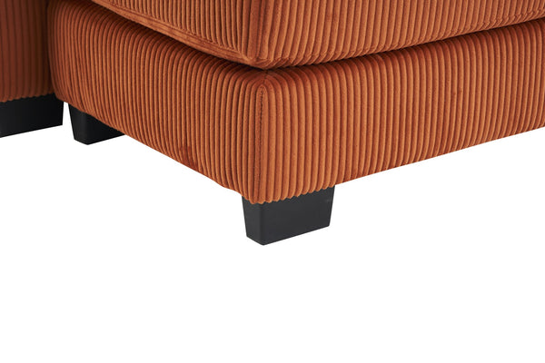 English Elm Modern U Shaped 6-Seat Sectional Sofa with Ottoman and 3 Toss Pillows, Corduroy Modular Comfort and Durable Frame Orange W2363S00043