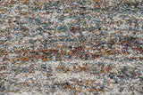 Sams International Granada Ezra Machine Made Polypropylene Stripe Shag Rug Ivory, Blue, Orange, Rust 5'3" x 7'6"