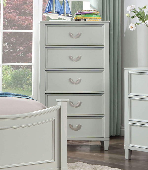 English Elm Transitional Chest with Four Deep Drawers and Black Bar Pulls, Elegant Bedroom Storage Piece Gray 31 L x 20 W x 44 H B2741P406258