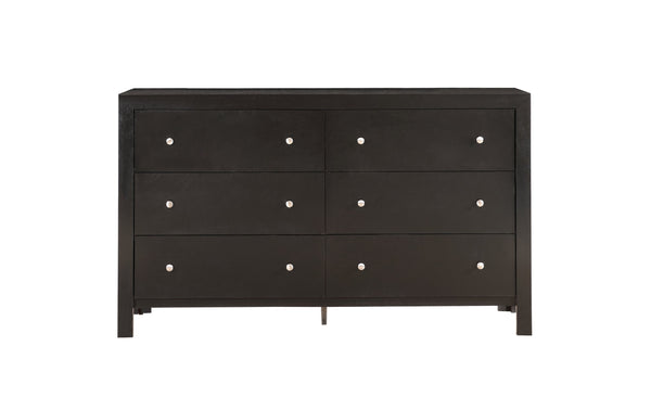 English Elm Burlington modern 6-drawer dresser with nickel hardware, dove-tailed drawers and durable wood veneer finish for stylish bedroom storage Black 19 L x 60 W x 37 H B078108132