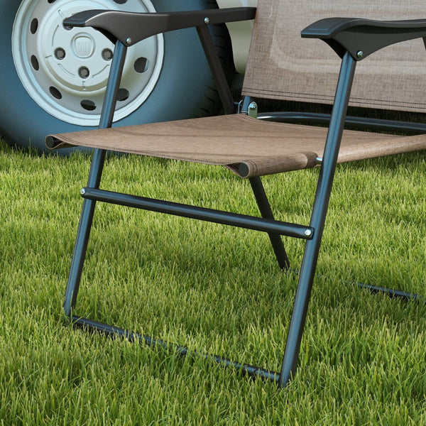 English Elm Outsunny Folding Patio Chairs Set Of 4 - Comfortable, Portable Camping Chairs With Armrests & Cup Holders W2225P174091-GIGA