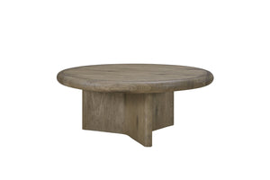 English Elm Knotty Oak Veneer Round Pedestal Coffee Table for Transitional Living Rooms B2699P434058