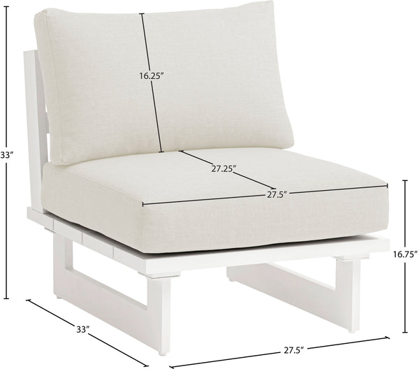 Maldives Cream Water Resistant Fabric Outdoor Patio Armless Chair 337Cream-Armless Meridian Furniture