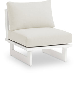 Maldives Cream Water Resistant Fabric Outdoor Patio Armless Chair 337Cream-Armless Meridian Furniture