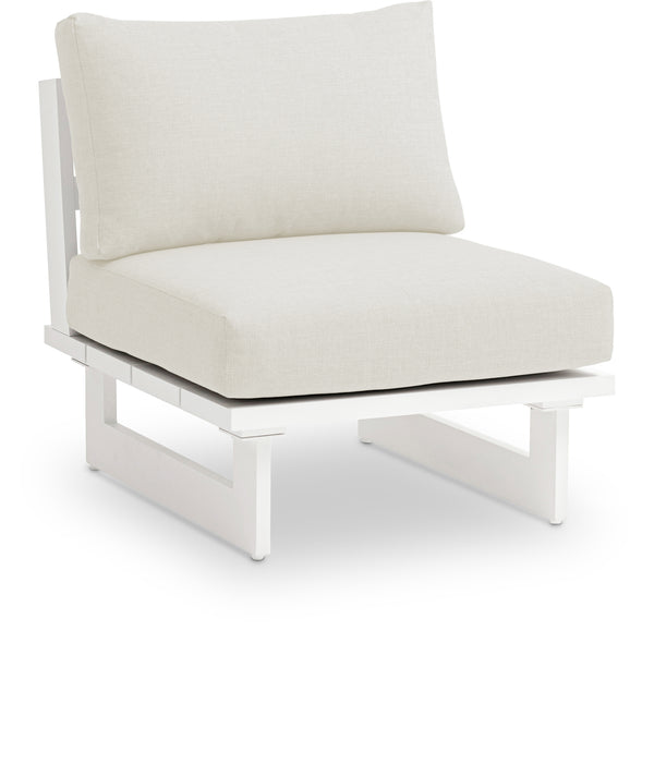Maldives Cream Water Resistant Fabric Outdoor Patio Armless Chair 337Cream-Armless Meridian Furniture