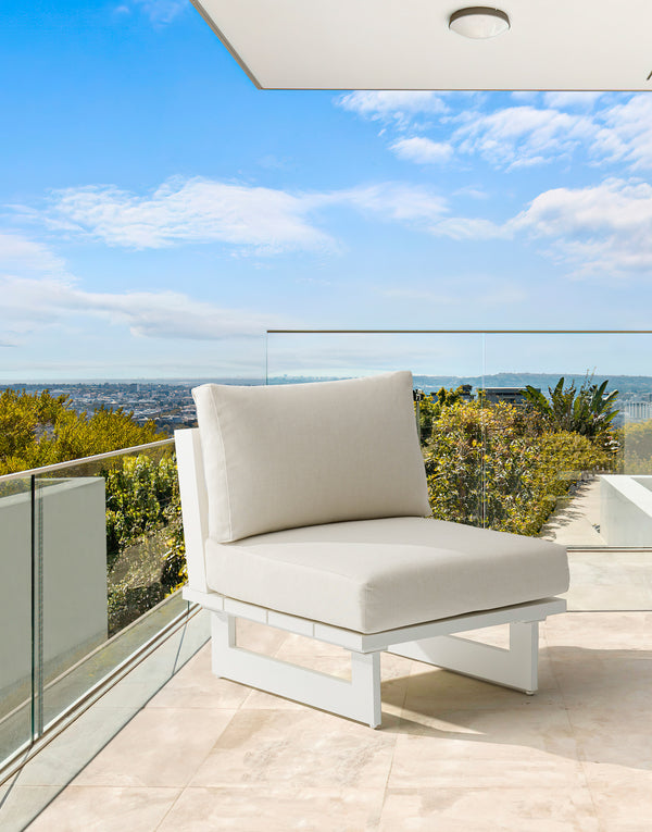 Maldives Cream Water Resistant Fabric Outdoor Patio Armless Chair 337Cream-Armless Meridian Furniture