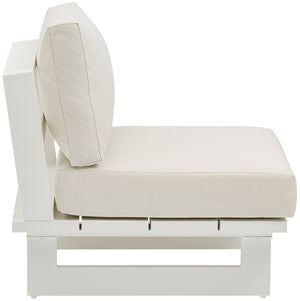 Maldives Cream Water Resistant Fabric Outdoor Patio Armless Chair 337Cream-Armless Meridian Furniture