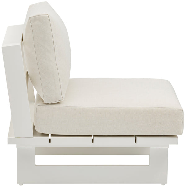 Maldives Cream Water Resistant Fabric Outdoor Patio Armless Chair 337Cream-Armless Meridian Furniture