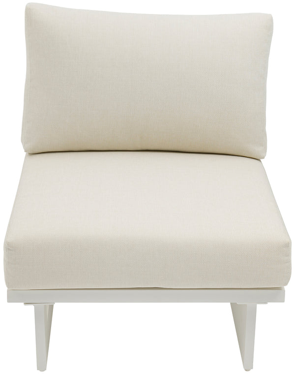 Maldives Cream Water Resistant Fabric Outdoor Patio Armless Chair 337Cream-Armless Meridian Furniture