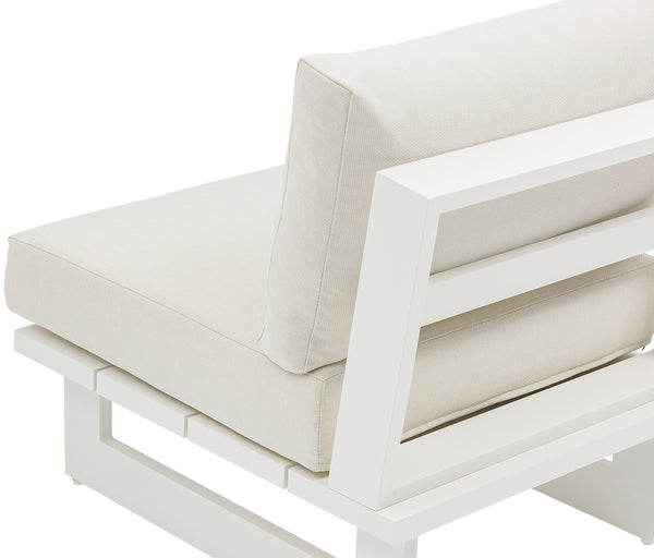 Maldives Cream Water Resistant Fabric Outdoor Patio Armless Chair 337Cream-Armless Meridian Furniture