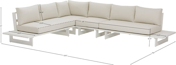 Maldives Cream Water Resistant Fabric Outdoor Patio Modular Sectional 337Cream-Sec1A Meridian Furniture