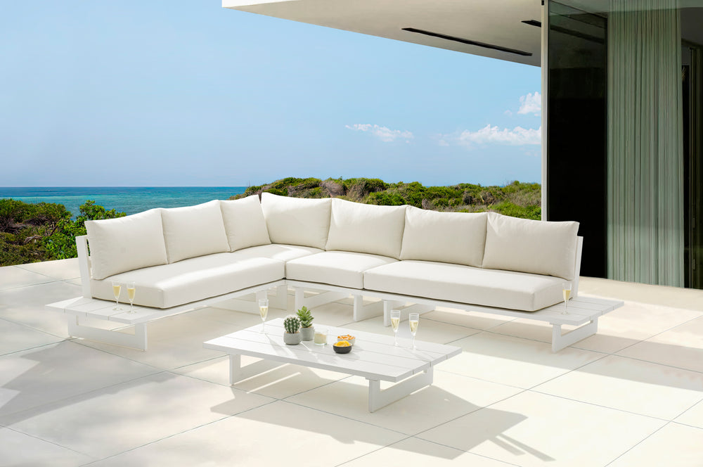 Maldives Cream Water Resistant Fabric Outdoor Patio Modular Sectional 337Cream-Sec1A Meridian Furniture