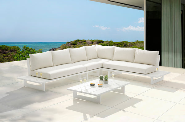 Maldives Cream Water Resistant Fabric Outdoor Patio Modular Sectional 337Cream-Sec1B Meridian Furniture