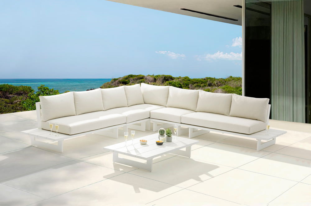 Maldives Cream Water Resistant Fabric Outdoor Patio Modular Sectional 337Cream-Sec2A Meridian Furniture
