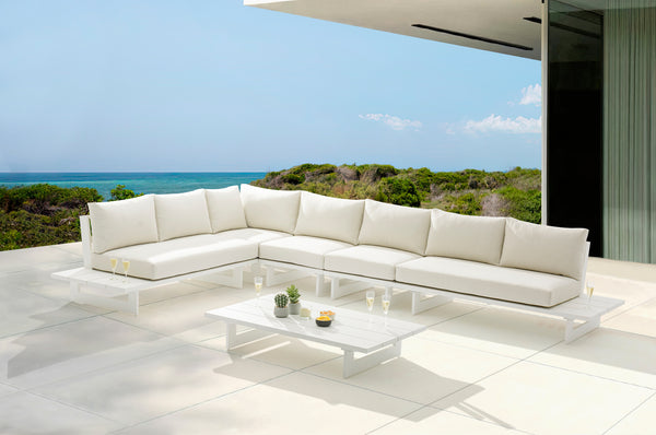 Maldives Cream Water Resistant Fabric Outdoor Patio Modular Sectional 337Cream-Sec2C Meridian Furniture