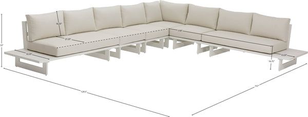 Maldives Cream Water Resistant Fabric Outdoor Patio Modular Sectional 337Cream-Sec3A Meridian Furniture