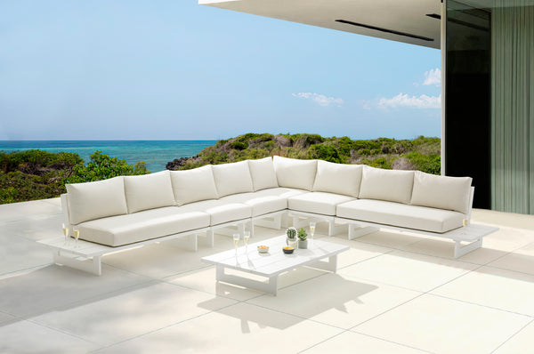 Maldives Cream Water Resistant Fabric Outdoor Patio Modular Sectional 337Cream-Sec3A Meridian Furniture