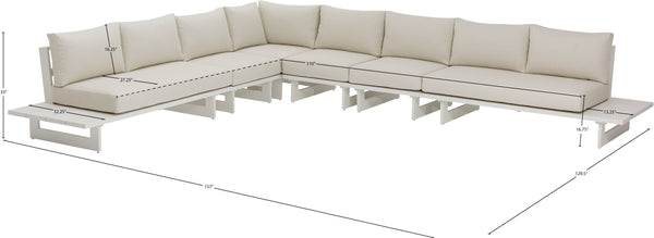 Maldives Cream Water Resistant Fabric Outdoor Patio Modular Sectional 337Cream-Sec3B Meridian Furniture