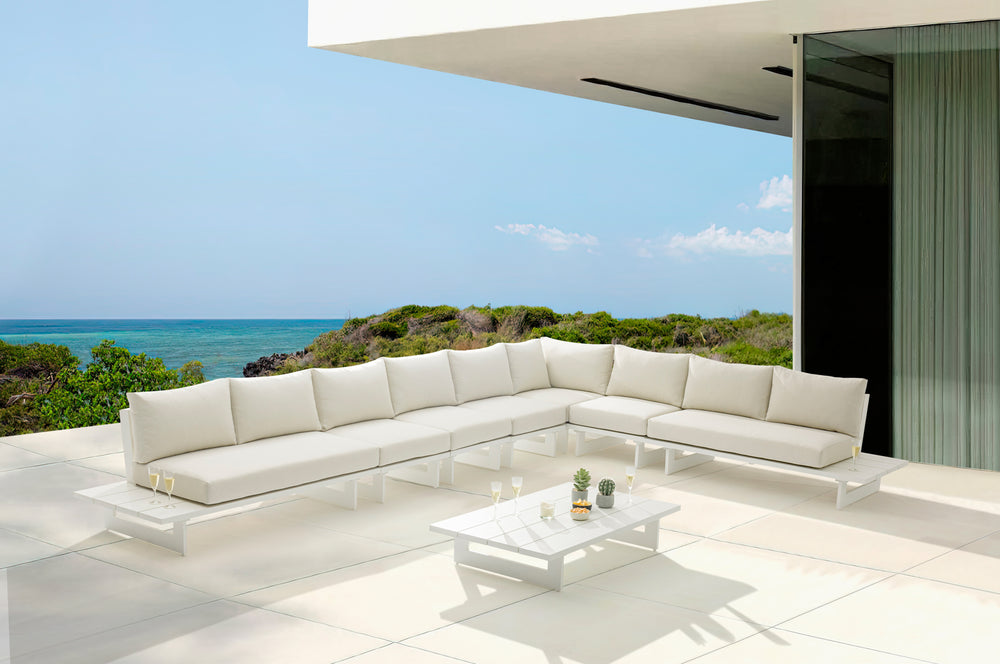Maldives Cream Water Resistant Fabric Outdoor Patio Modular Sectional 337Cream-Sec4A Meridian Furniture