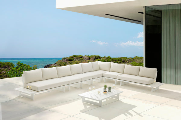 Maldives Cream Water Resistant Fabric Outdoor Patio Modular Sectional 337Cream-Sec4A Meridian Furniture