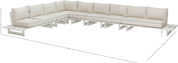 Maldives Cream Water Resistant Fabric Outdoor Patio Modular Sectional 337Cream-Sec4B Meridian Furniture