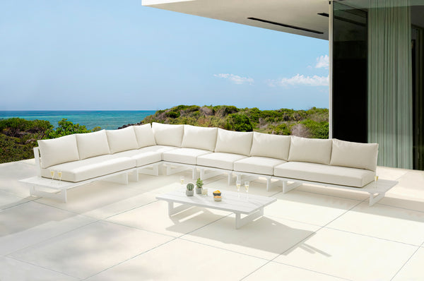 Maldives Cream Water Resistant Fabric Outdoor Patio Modular Sectional 337Cream-Sec4B Meridian Furniture