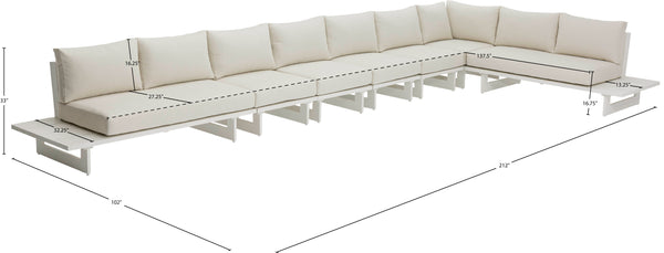 Maldives Cream Water Resistant Fabric Outdoor Patio Modular Sectional 337Cream-Sec4C Meridian Furniture
